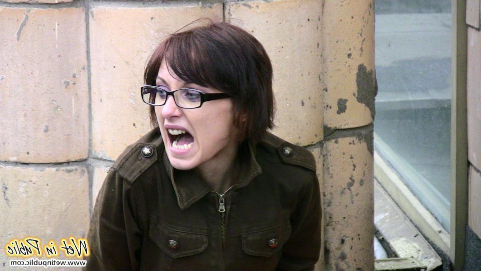12P Red totally pissed pants of a chickie who wanted to empty her bladder