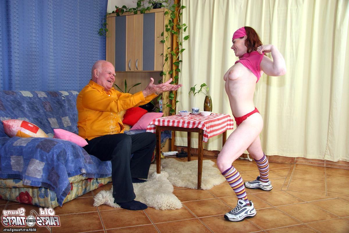 12P Eighty year old grandpa seduces a cute teenage waitress