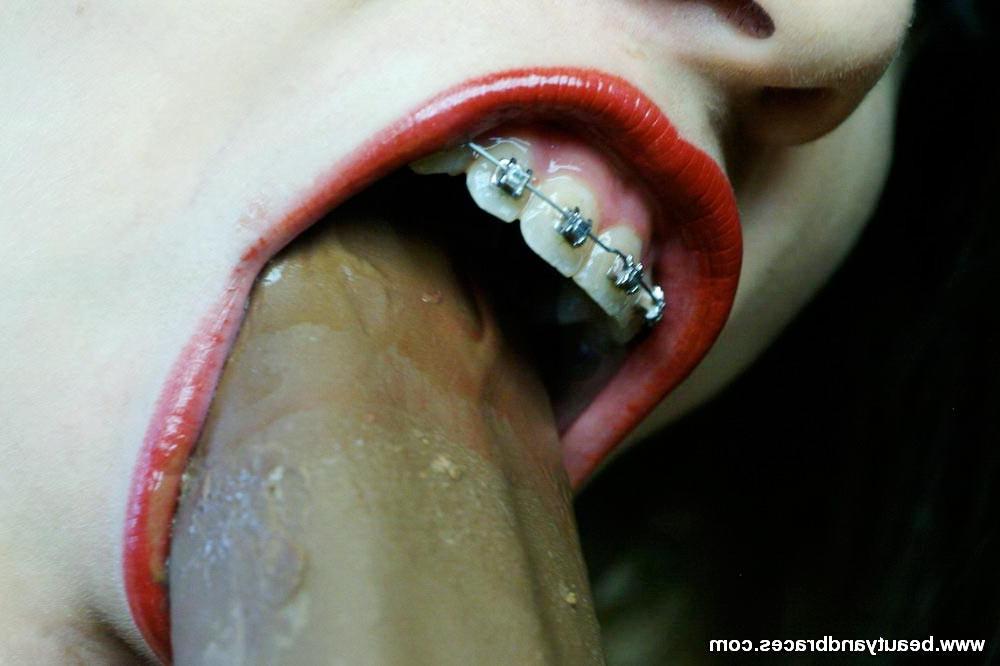 16P Brunette teen with braces gets messy with a popsicle