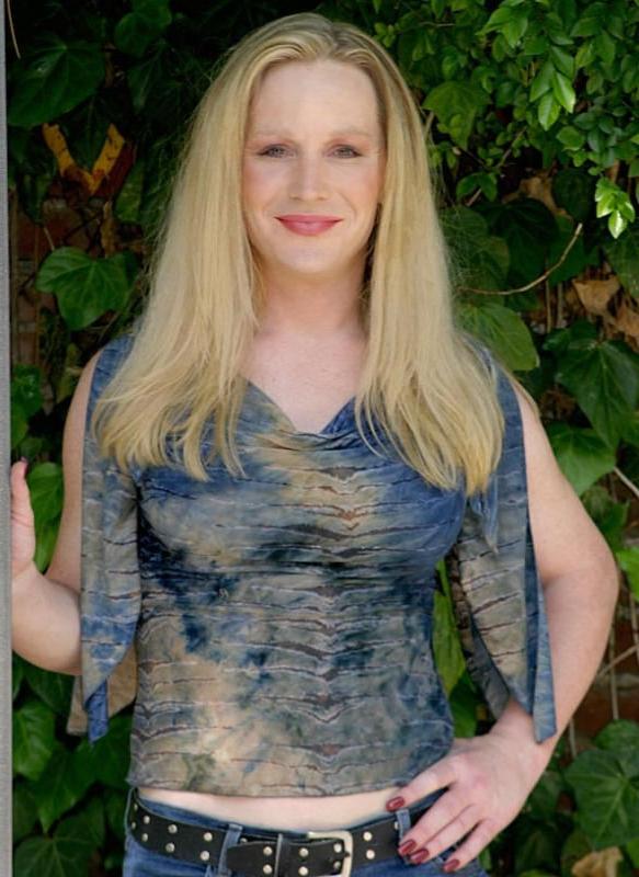 20P Blond tranny shows cock in backyard