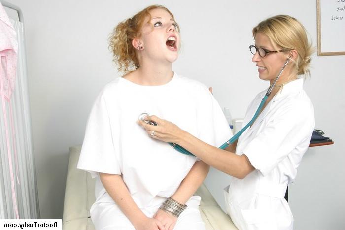 16P Medical fetish with busty natural redhead getting vaginal exam