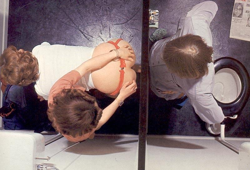 16P Two seventies ladies pleasing dick trough a gloryhole