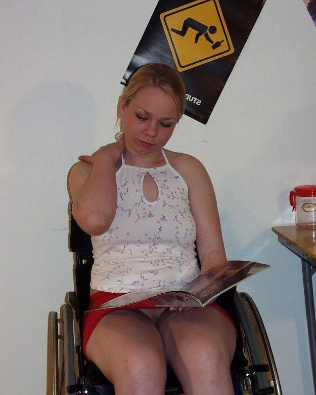 15P Wheelchair bound cutie masturbates