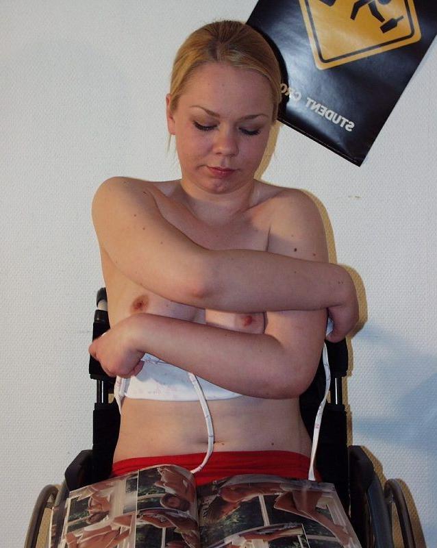 15P Wheelchair bound cutie masturbates
