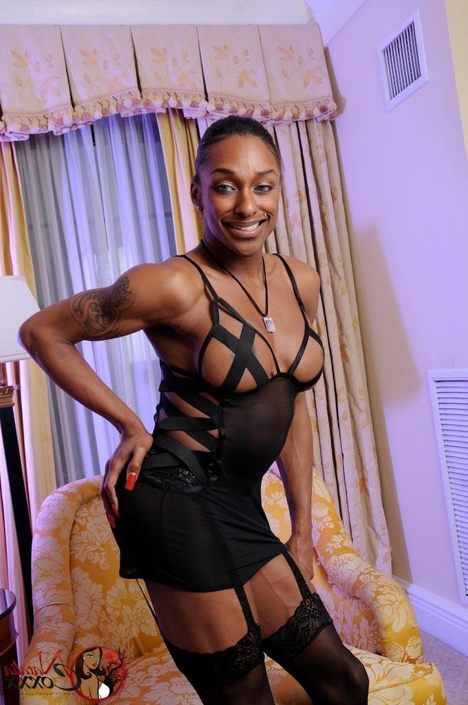 12P Irresistible black transsexual Natalia Coxxx stripping