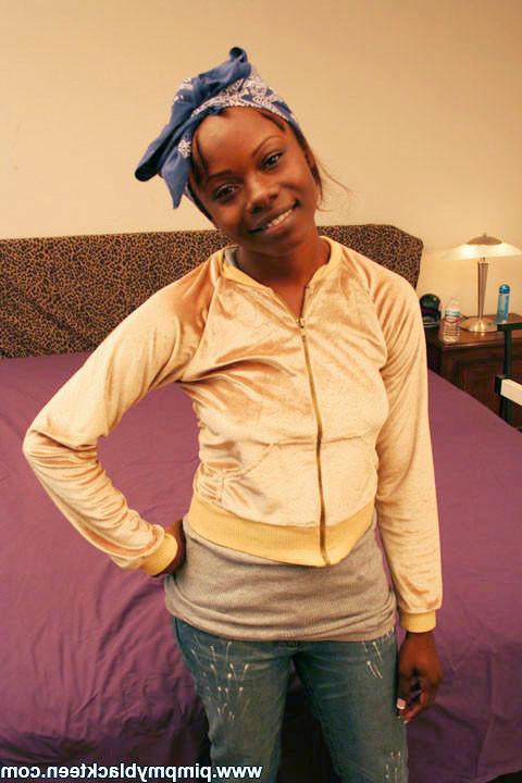 16P Ebony ghetto teen gets pimped out in fishnets before riding a fat black dick