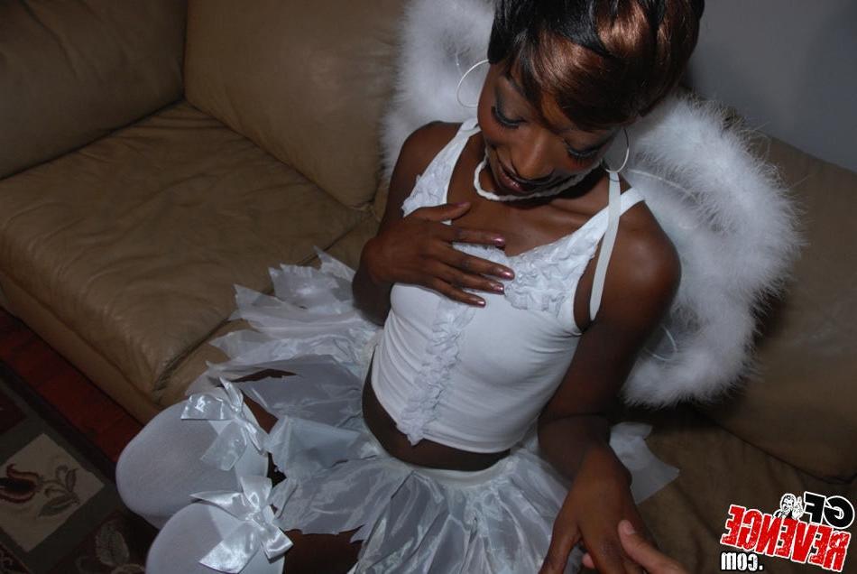 14P Tiny titted amateur ebony GF has sex with cumshot on black pussy