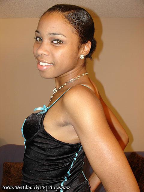 17P Ebony teen in black lingerie rides a fat black cock