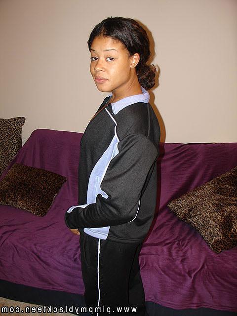 17P Cute ebony teen gets pimped out with white undies and a black cock in her mouth