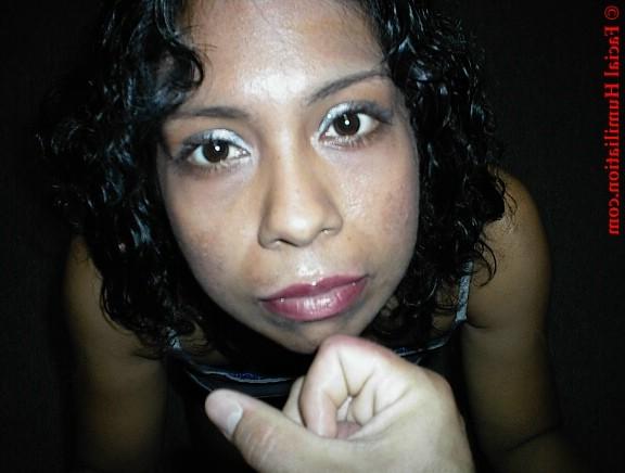 16P black whore gets her face covered in white cream
