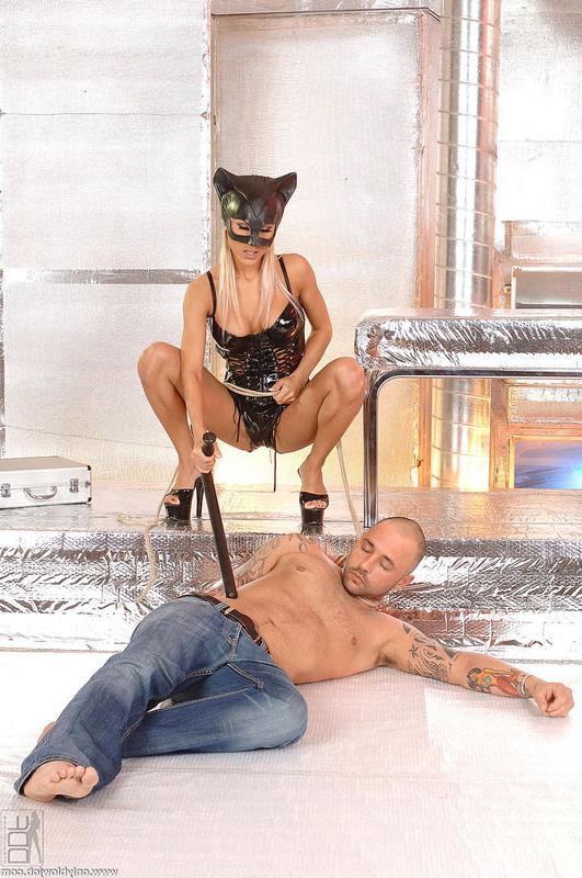 13P babe in latex uniform and mask sucks dick