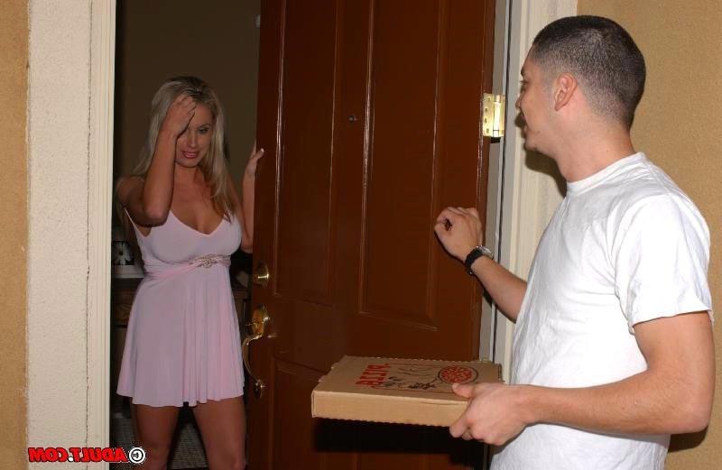 15P Blonde sucking cock and fucking with delivery boy in fetish