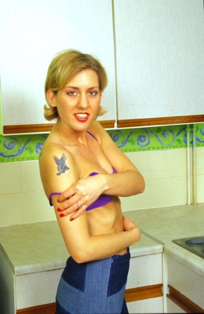 17P Small Tit Blonde House Wife Spreads Her Pussy In The Kitchen