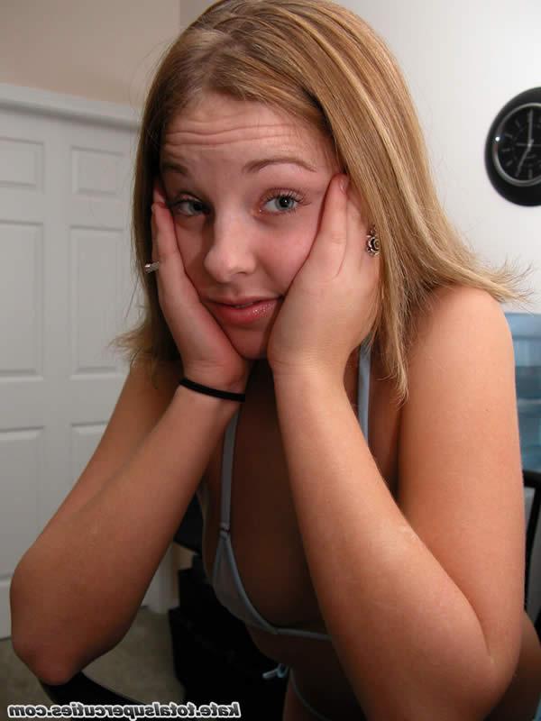 16P Petite blonde teen stripping in the kitchen