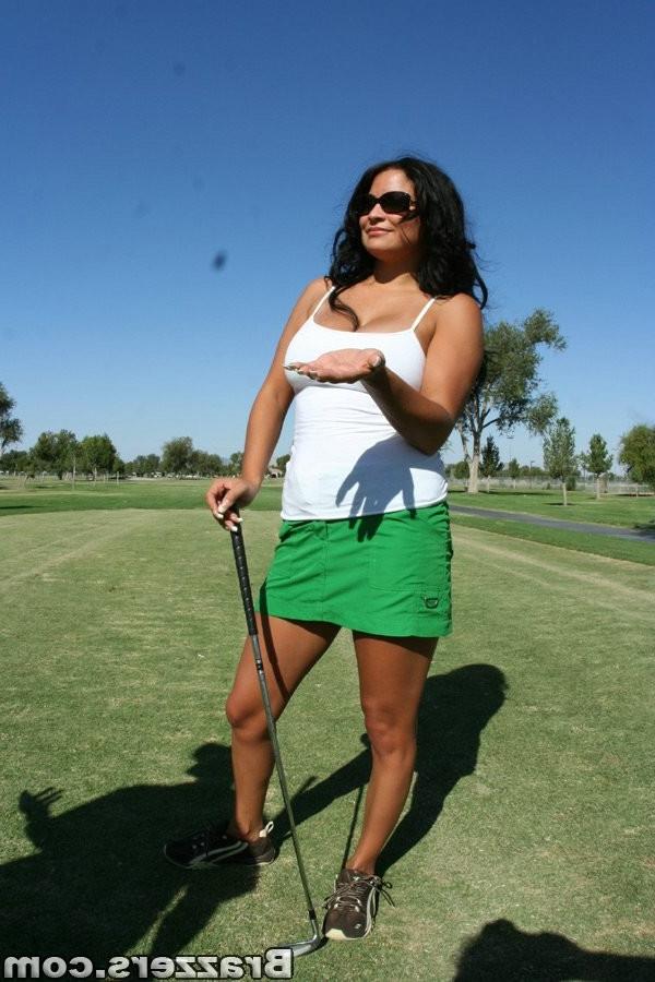 16P Busty brunette milf sucks off the golf pro