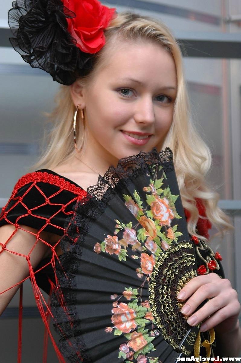 15P Anne in a spanish dancing outfit getting naked