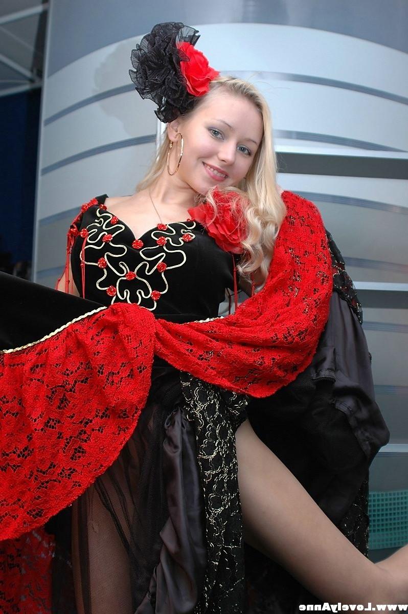 15P Anne in a spanish dancing outfit getting naked