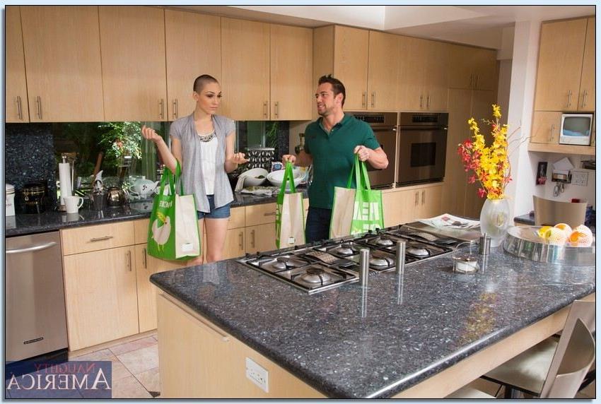 16P Lily LaBeau rides dick in the kitchen after grocery shopping