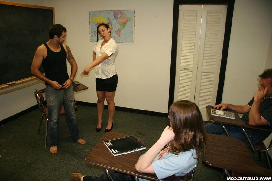 12P Slutty teacher Cheyenne Jewel embarassing guy in front of everyone by wanking hi