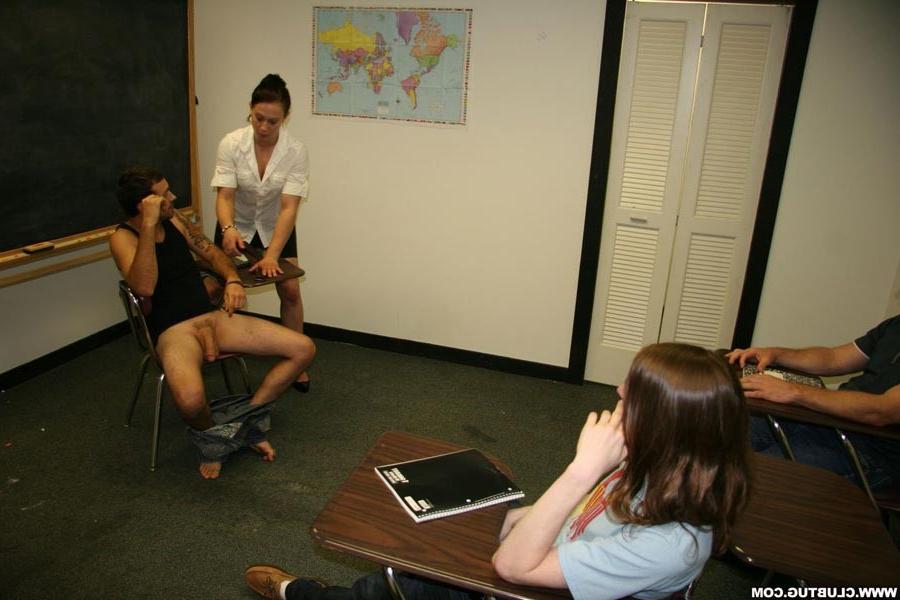 12P Slutty teacher Cheyenne Jewel embarassing guy in front of everyone by wanking hi