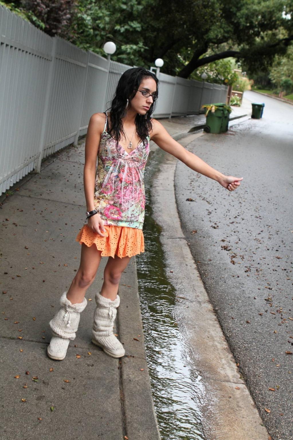 16P Nerdy teen hitchhiker trades pussy for a ride