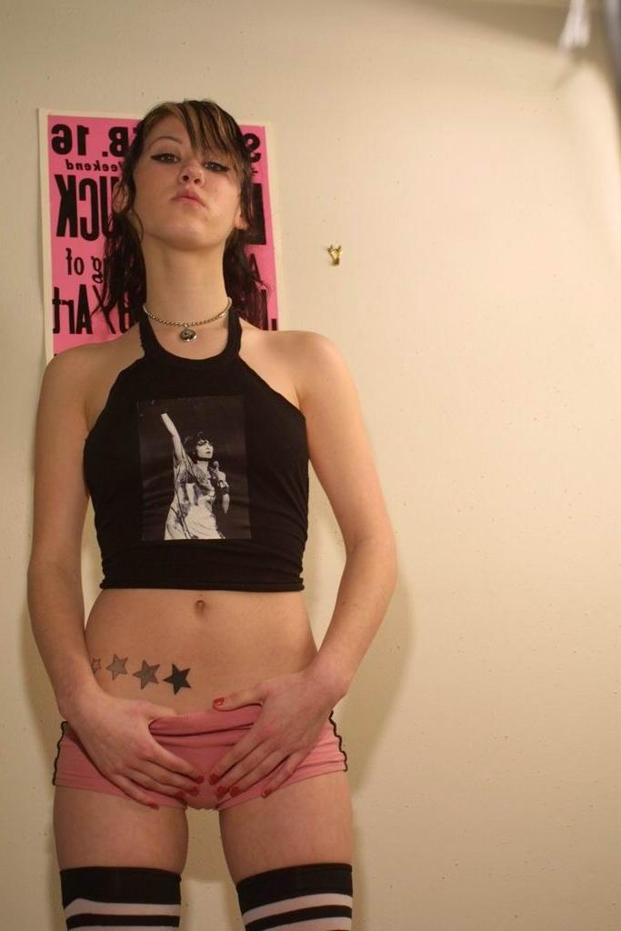 15P Petite gothic teen babe
