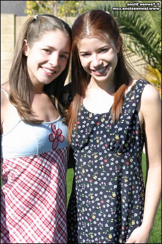 16P Brunette teen tawnee stone and her girlfriend stripping outside