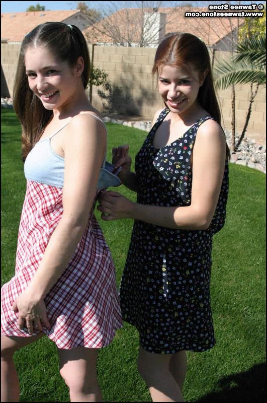 16P Brunette teen tawnee stone and her girlfriend stripping outside