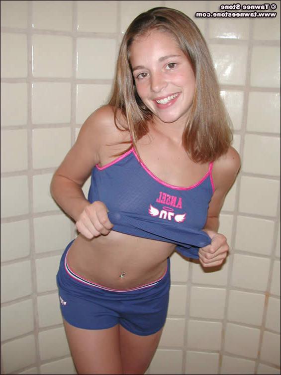 16P Brunette teen tawnee stone stripping in the shower