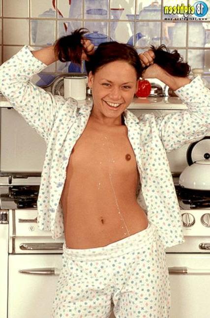16P Brunette cutie in the kitchen