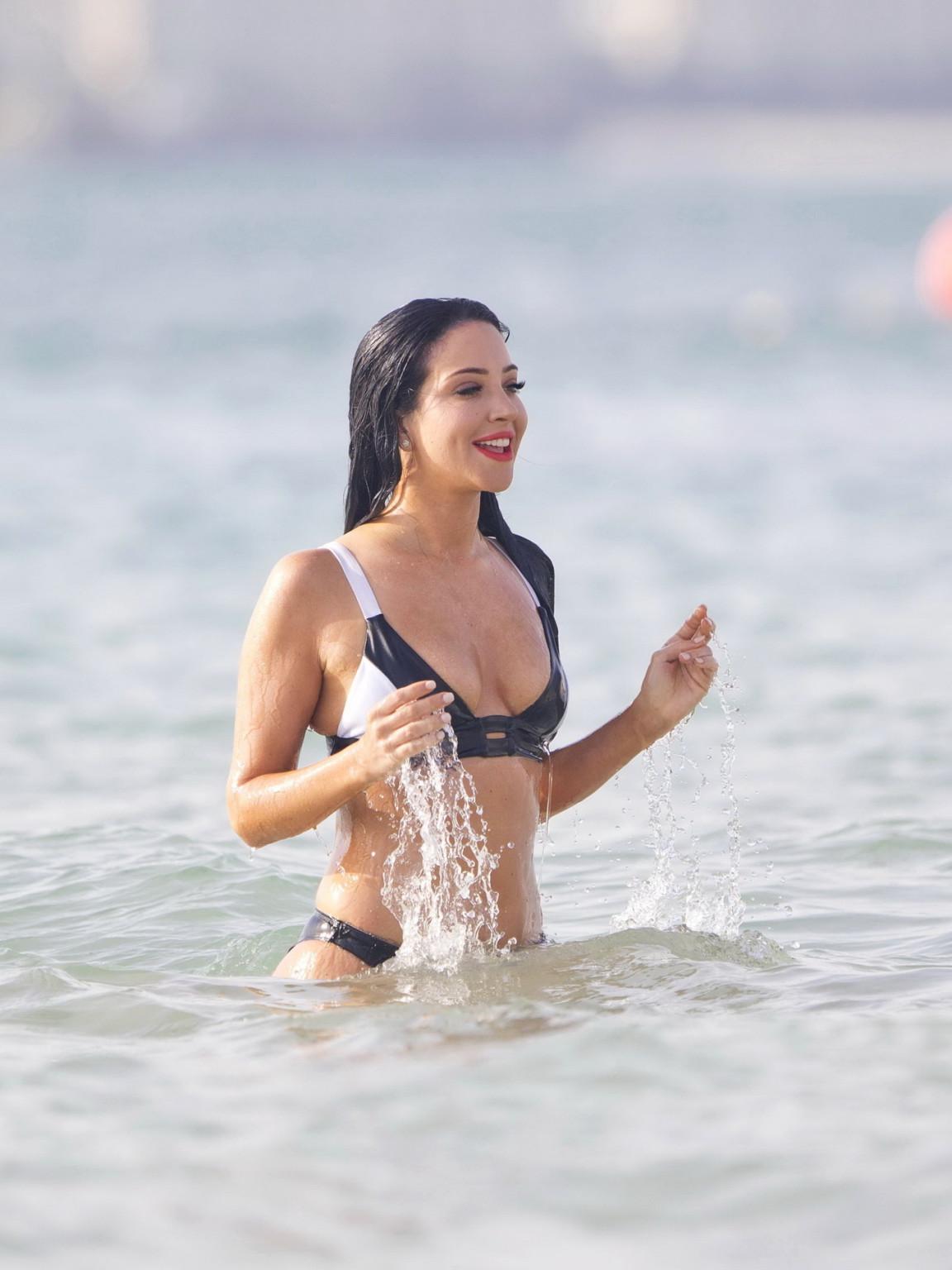16P Tulisa Contostavlos monochrome bikini nipple slip