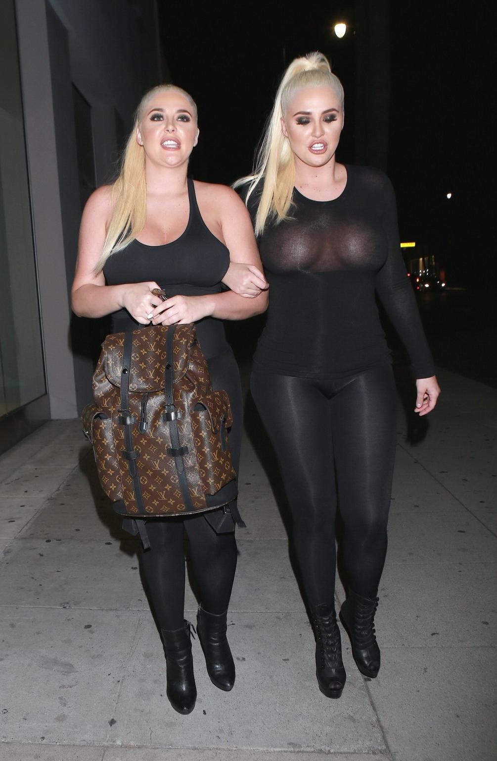 16P Shannon twins seethru to boobs and asses in public