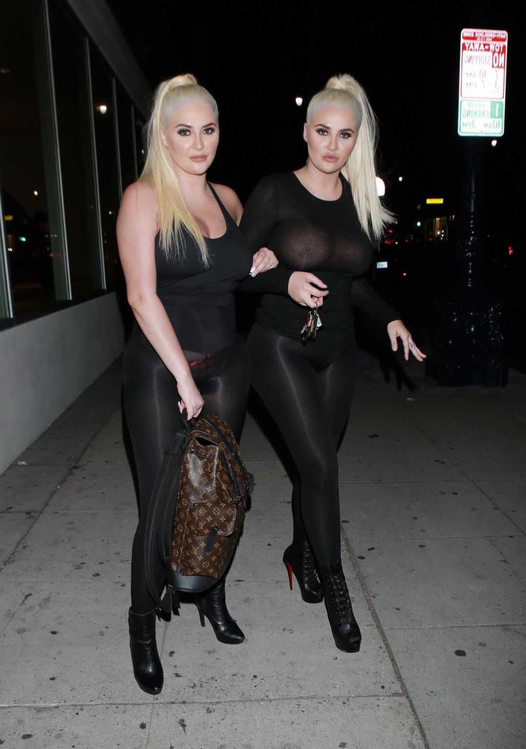 16P Shannon twins seethru to boobs and asses in public