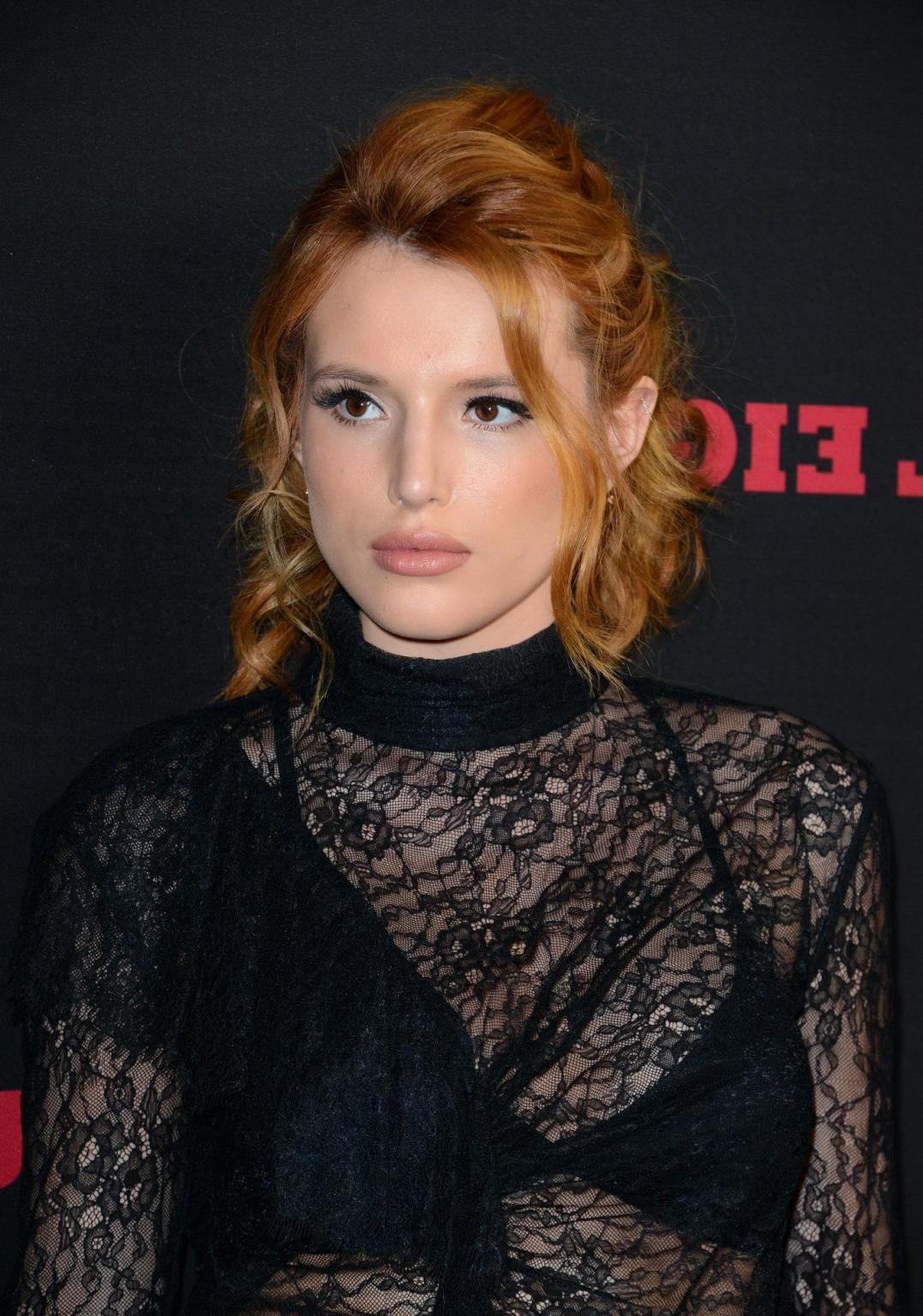 16P Bella Thorne see through to bra and leggy in public