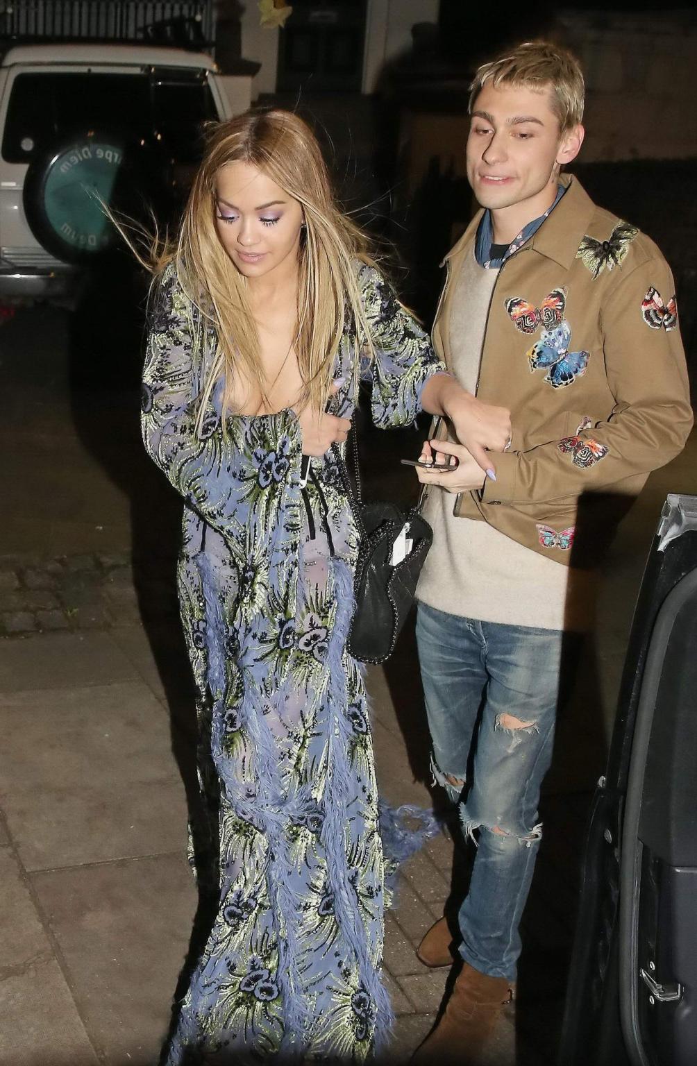 16P Busty Rita Ora hot nipple slip in public