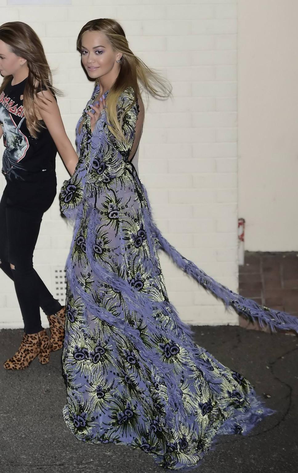 16P Busty Rita Ora hot nipple slip in public