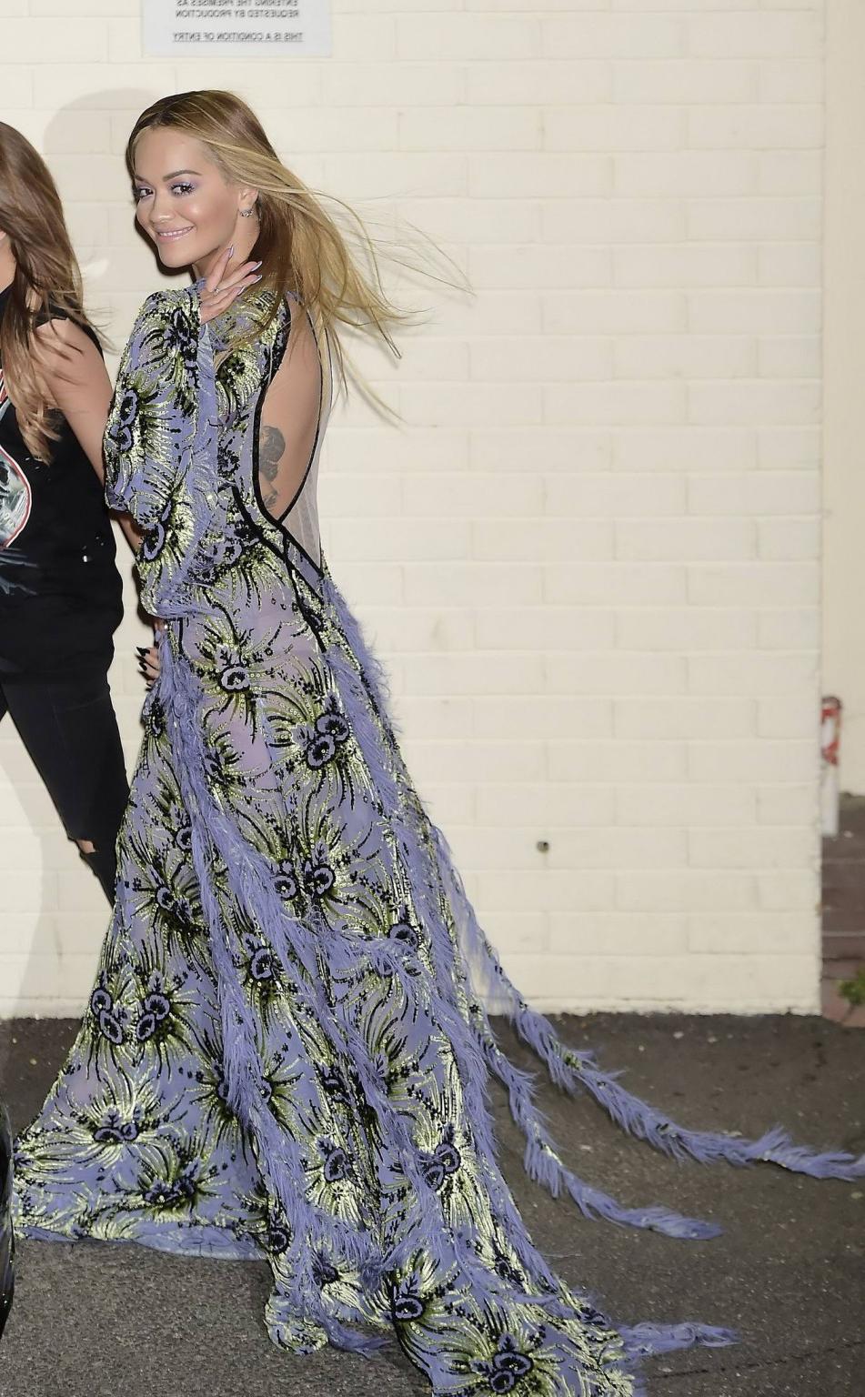 16P Busty Rita Ora hot nipple slip in public