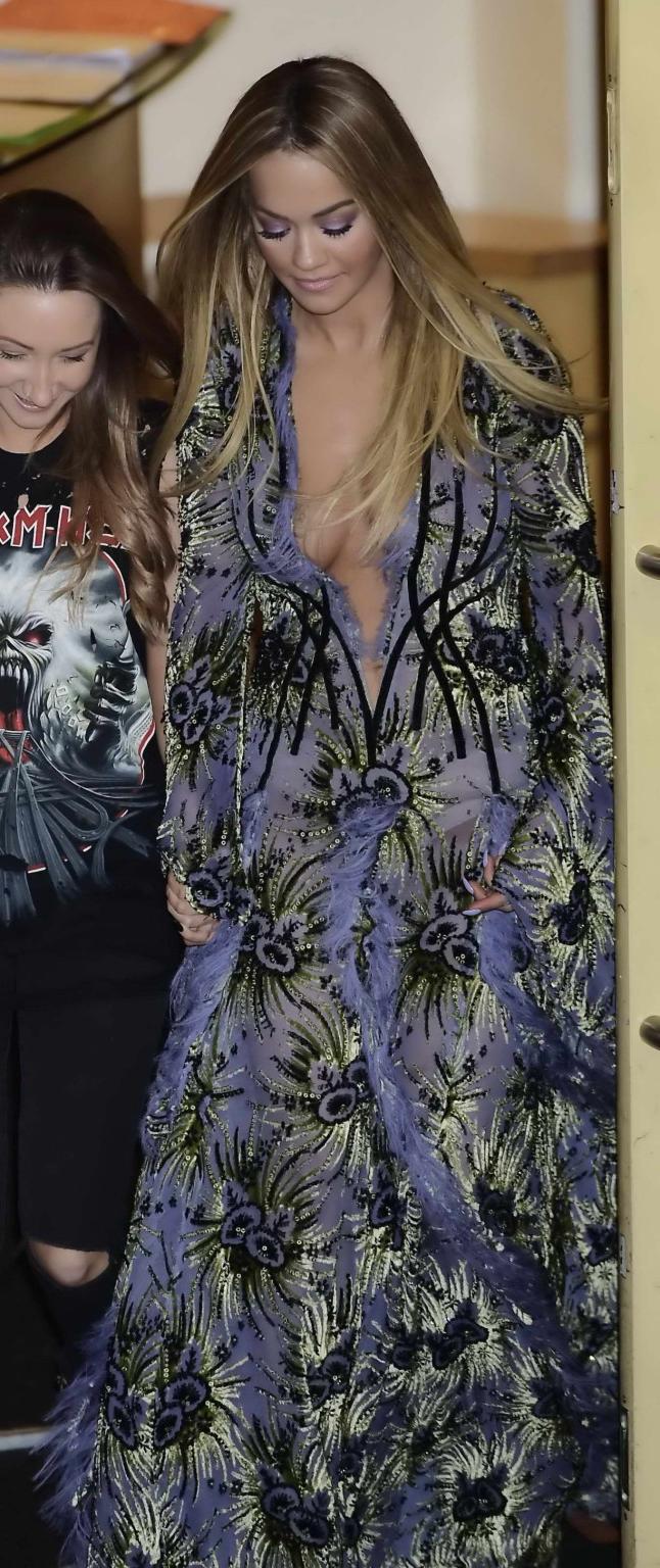 16P Busty Rita Ora hot nipple slip in public