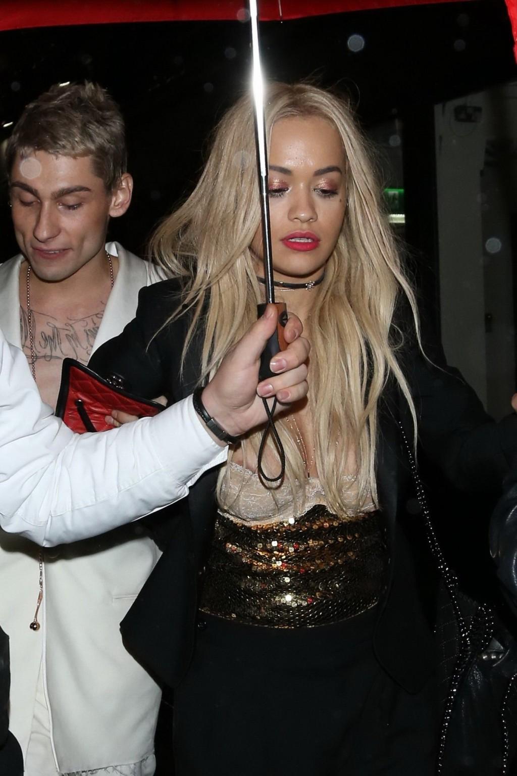 16P Rita Ora hot nipple peek out in London