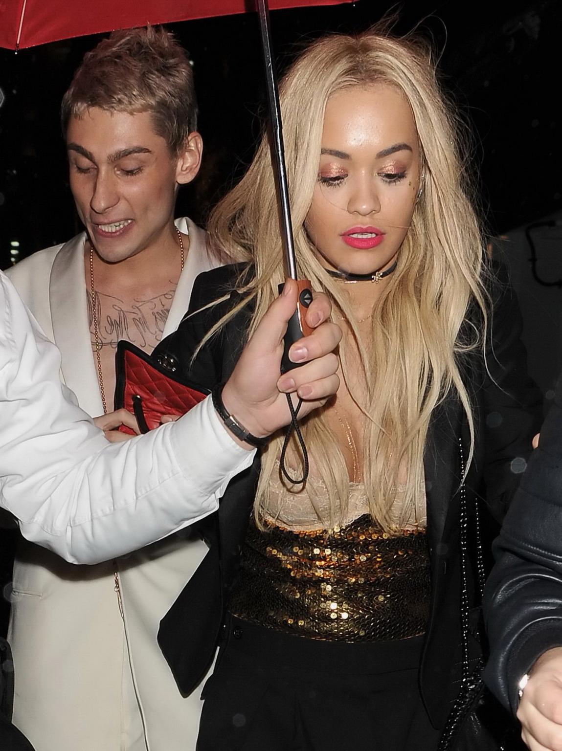 16P Rita Ora hot nipple peek out in London