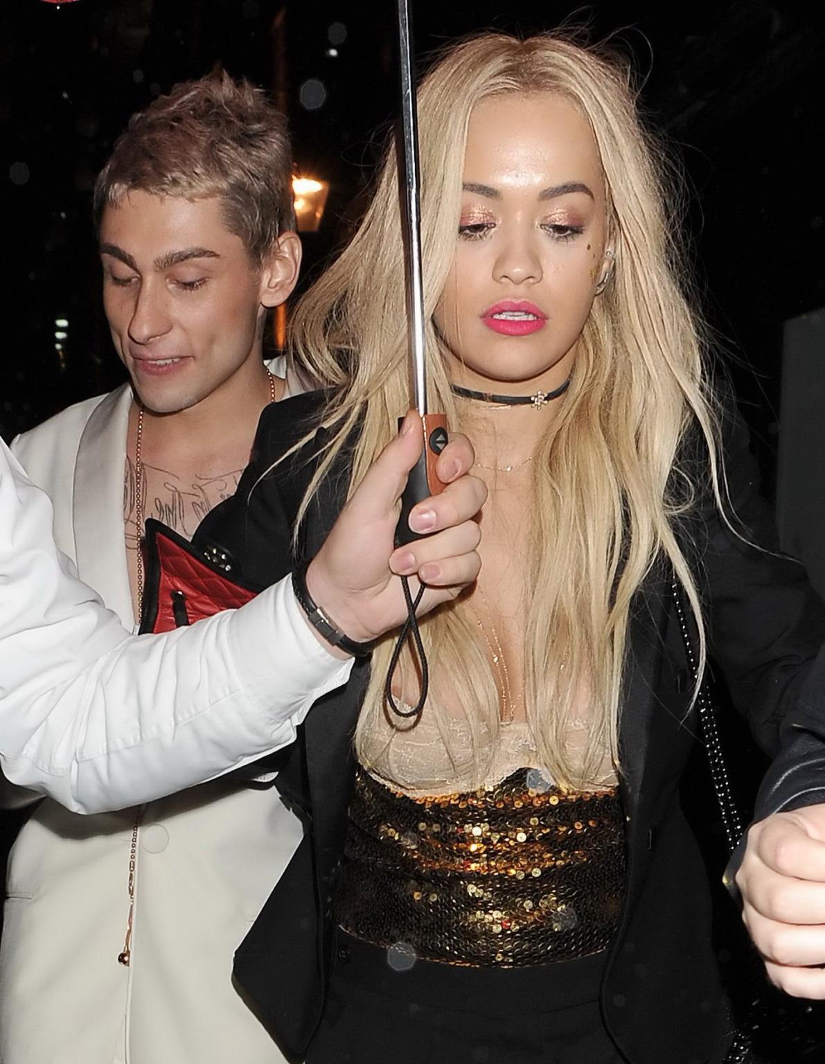 16P Rita Ora hot nipple peek out in London