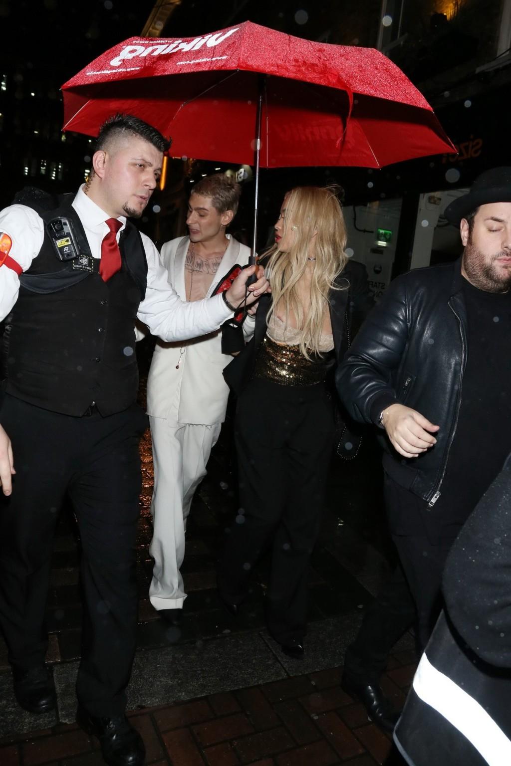 16P Rita Ora hot nipple peek out in London