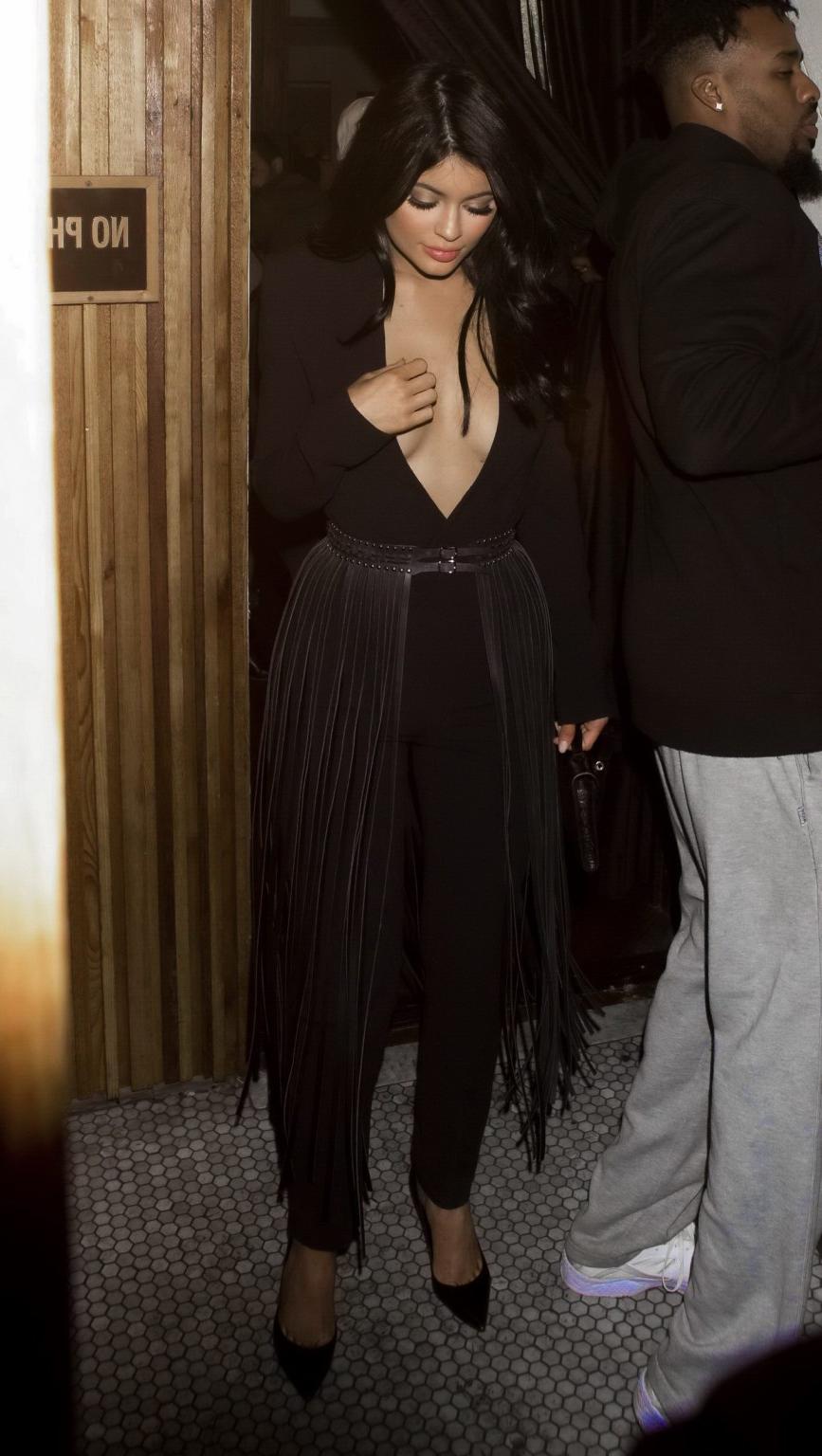 16P Kylie Jenner braless showing huge cleavage