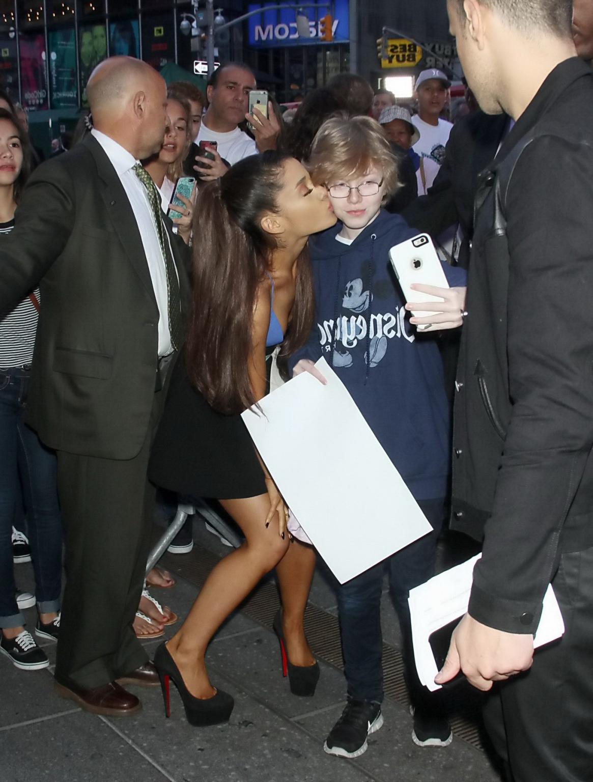 16P Ariana Grande leggy showing huge cleavage in NYC