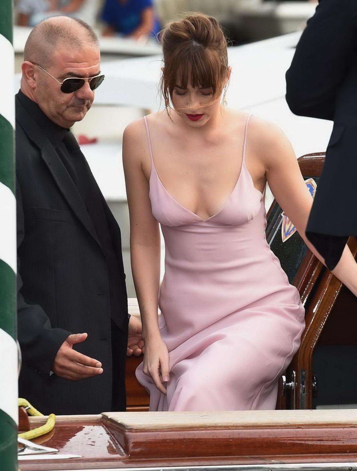 16P Dakota Johnson showing nipple pokies and huge cleavage