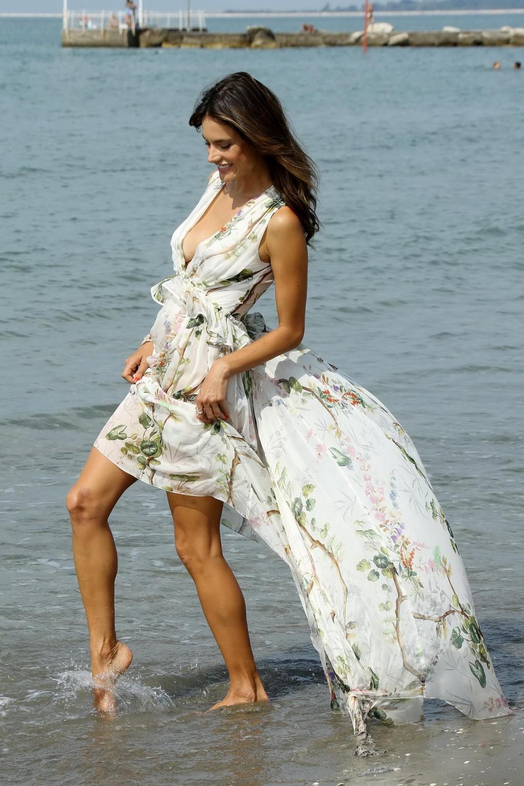 16P Alessandra Ambrosio showing huge cleavage at the photocall at Ex