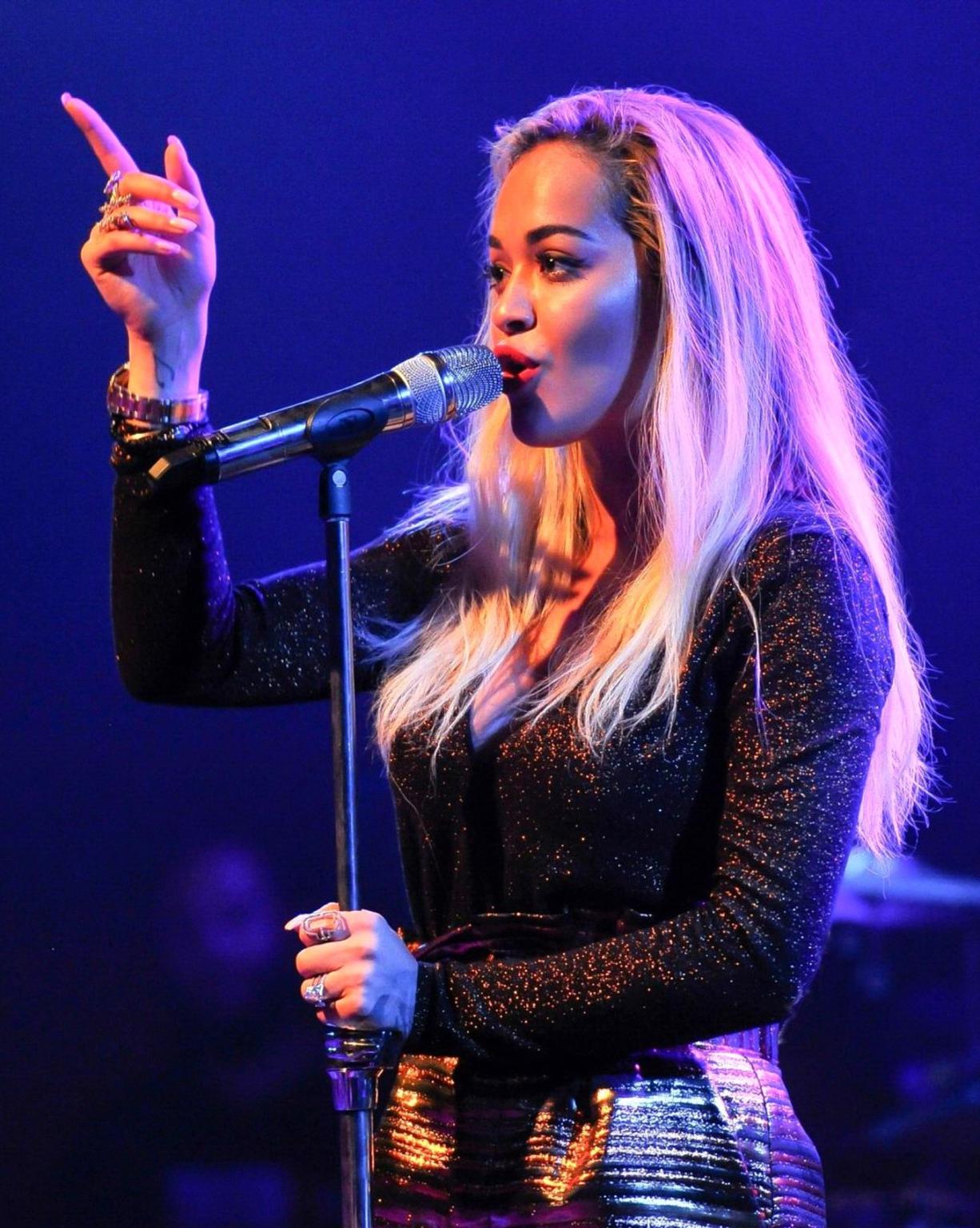 16P Rita Ora shows huge cleavage while performing