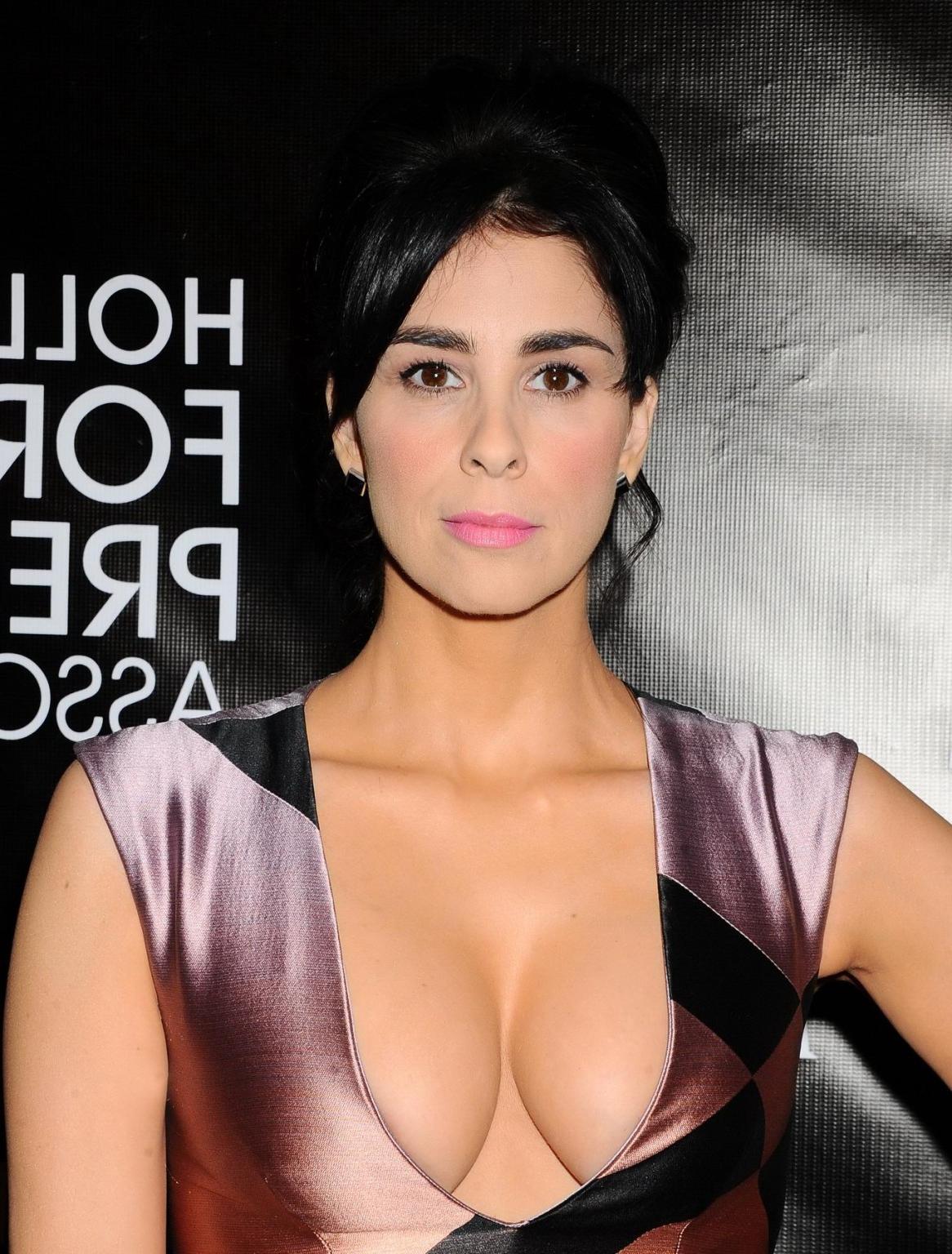 16P Sarah Silverman showing huge cleavage at the Hollywood Foreign P