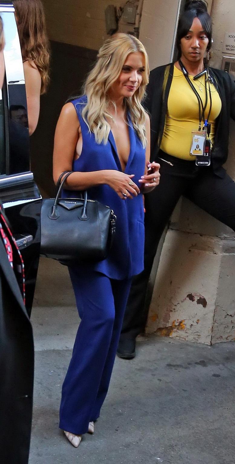 15P Ashley Benson braless showing sideboob and cleavage