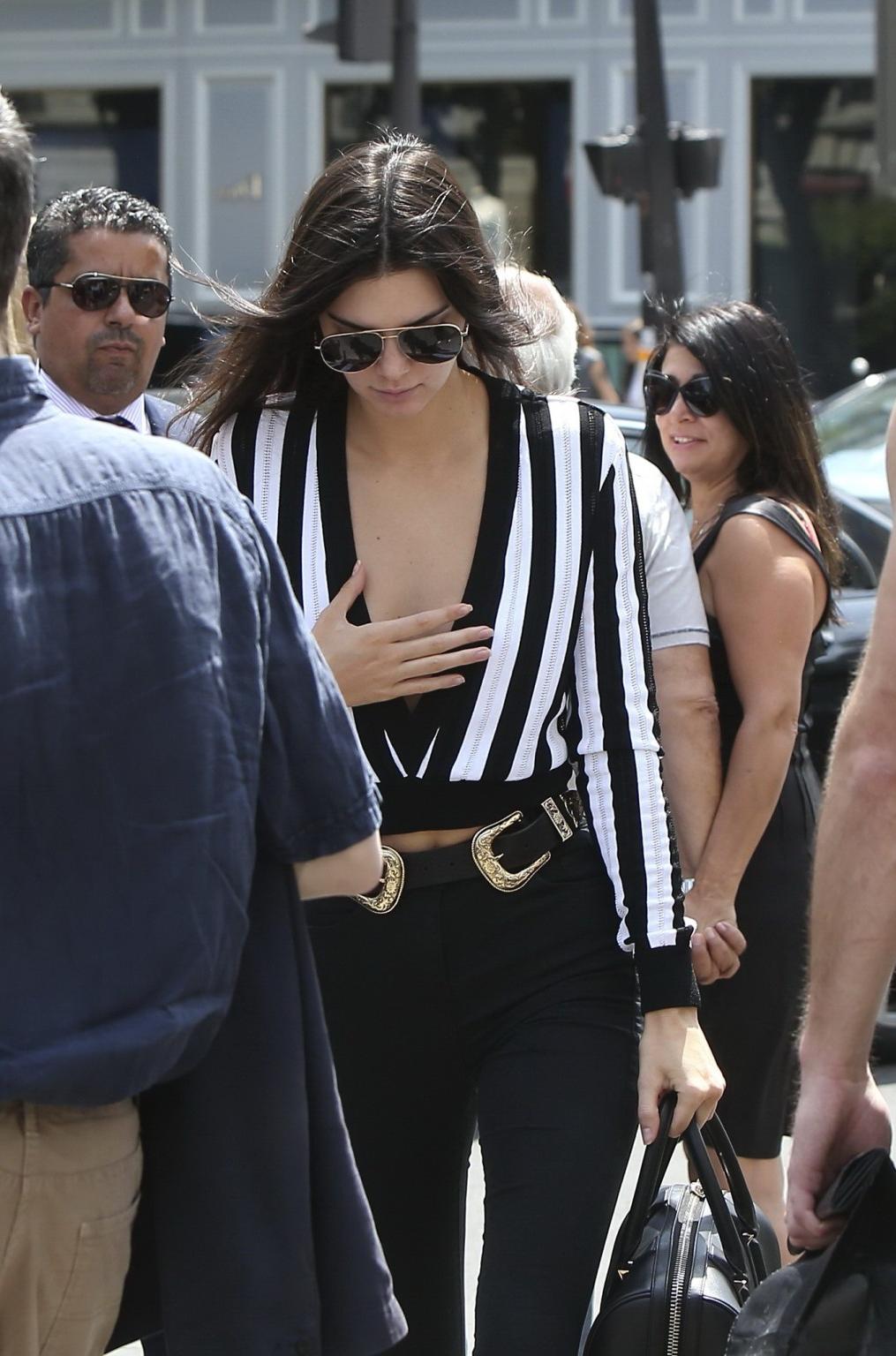 16P Kendall Jenner braless showing huge cleavage